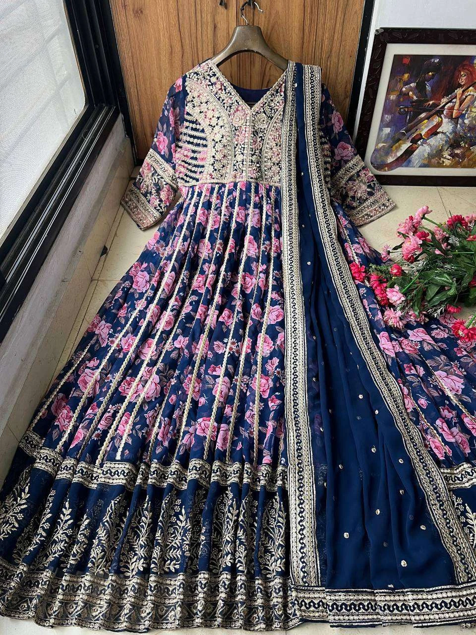 Vardan Ethnic Lc 1274 Heavy Georgette Wholesale Fancy Gown with Dupatta — Wholesale Kurtis, MPA wholesale from Surat - Gallery Image 2